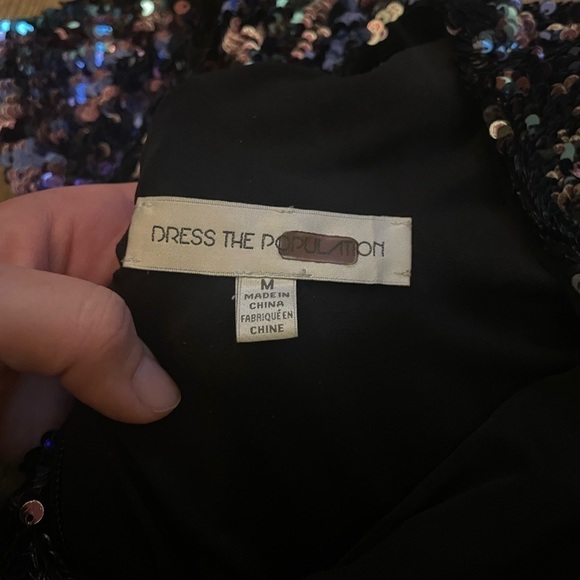 DRESS THE POPULATION Zoe Brushstroke Mini Dress - Picture 4 of 4